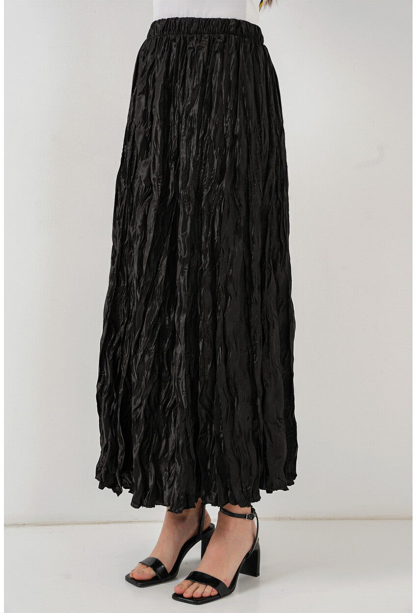 Kadın Uzun Kırışık Etek 8034