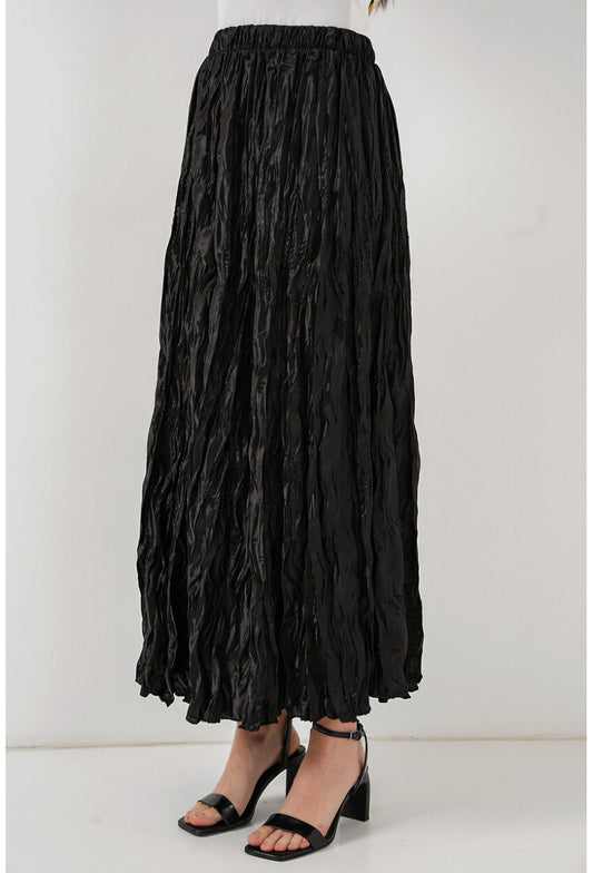 Kadın Uzun Kırışık Etek 8034