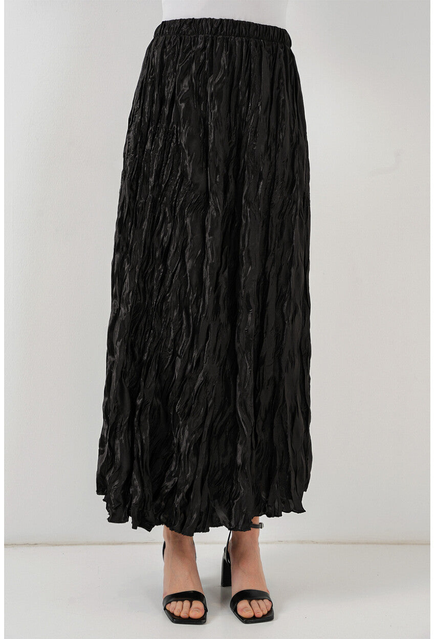 Kadın Uzun Kırışık Etek 8034