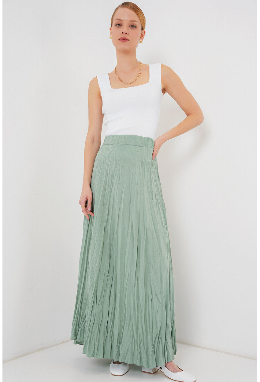 Kadın Uzun Kırışık Etek 8042