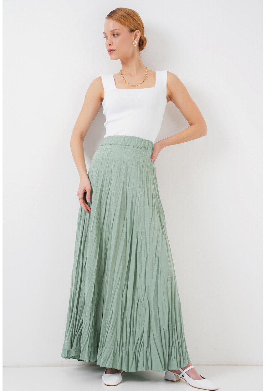 Kadın Uzun Kırışık Etek 8042