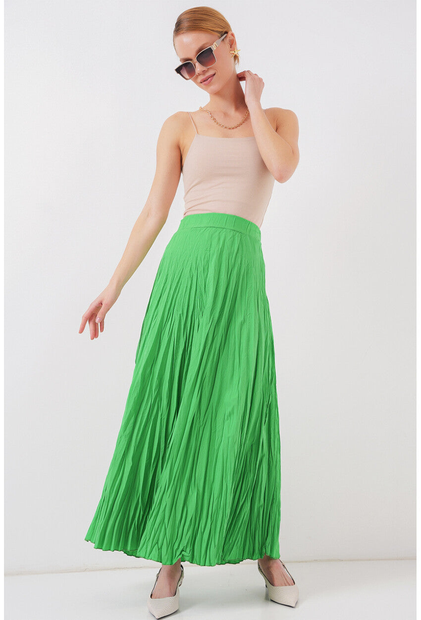 Kadın Uzun Kırışık Etek 8042