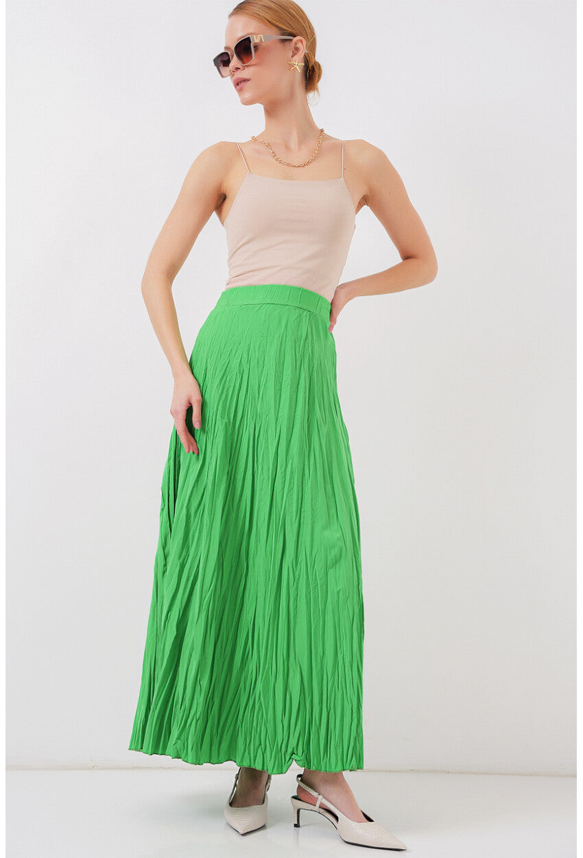 Kadın Uzun Kırışık Etek 8042