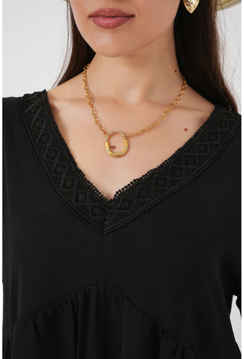 Kadın V Yaka Kısa Kol Elbise 2567