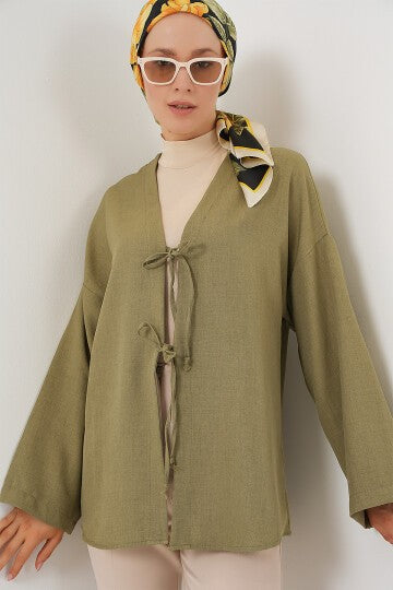 Keten Tesettür Kimono 5968 - Çağla