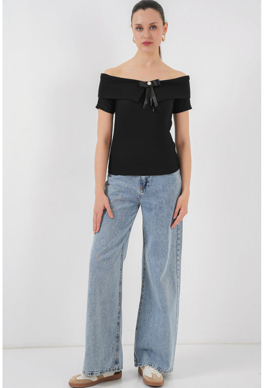 Kurdele Detaylı Örme Bluz 949