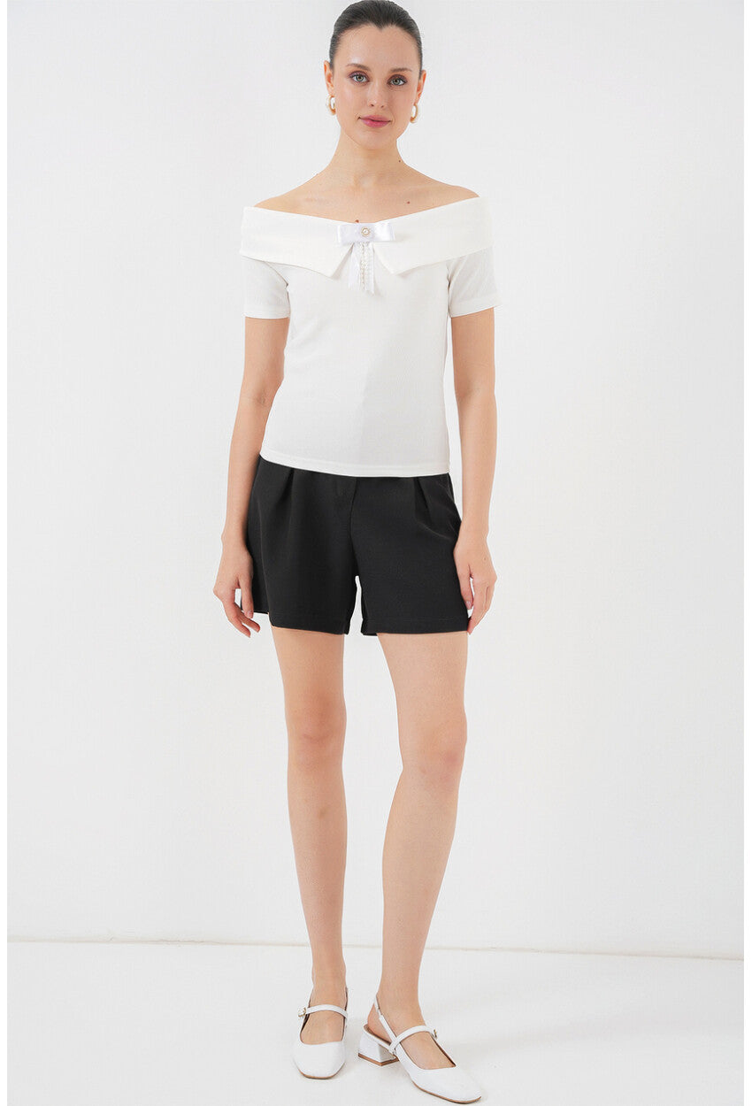 Kurdele Detaylı Örme Bluz 949