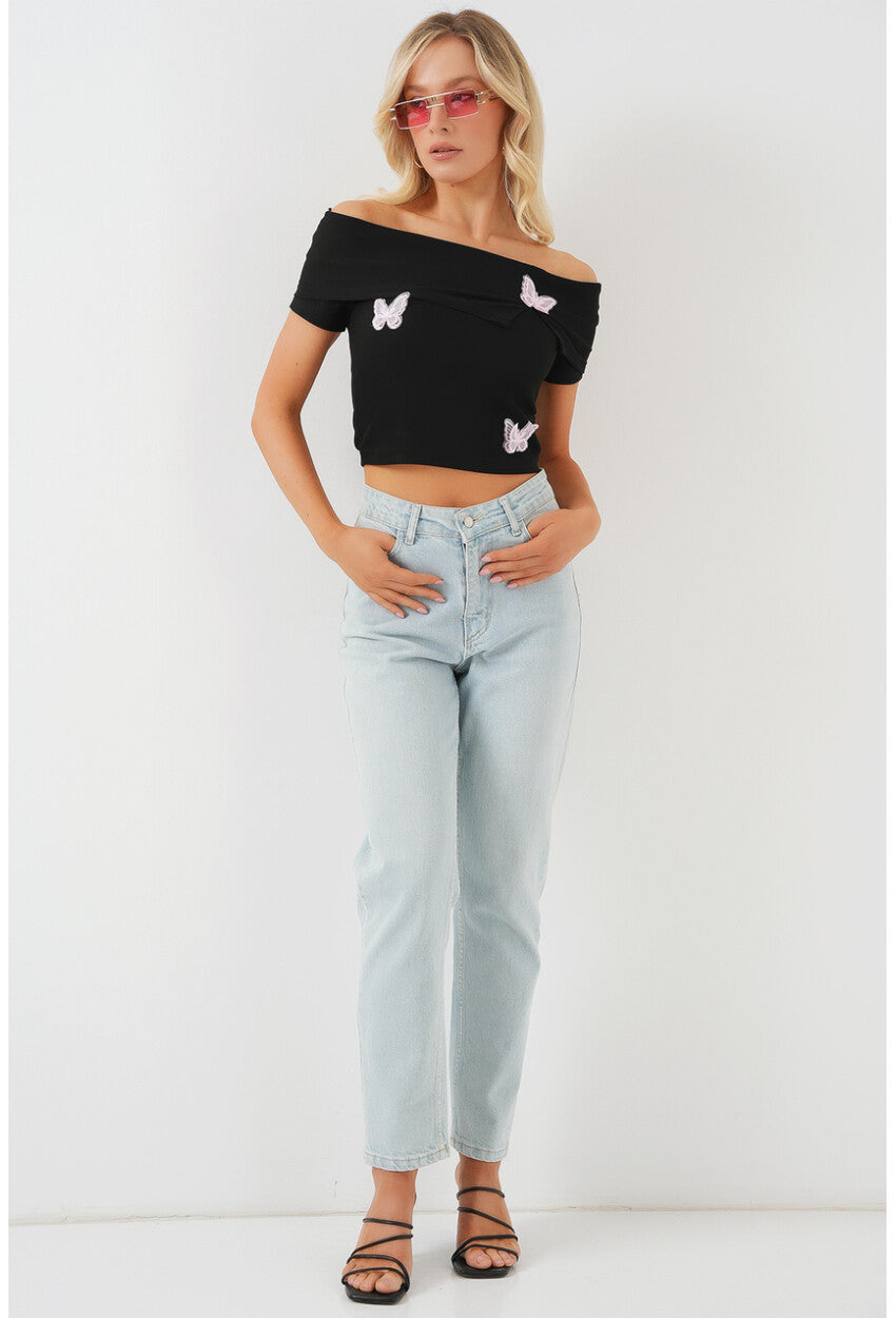 Madonna Yaka Kelebek Detaylı Bluz 957