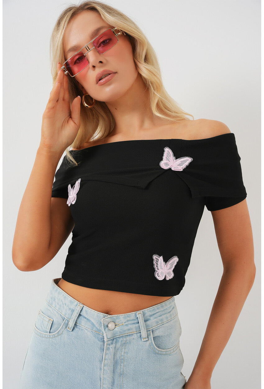 Madonna Yaka Kelebek Detaylı Bluz 957