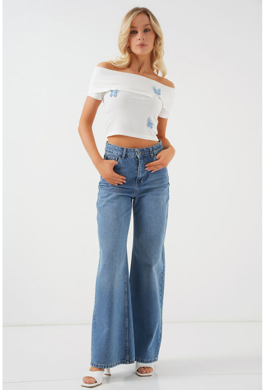 Madonna Yaka Kelebek Detaylı Bluz 957