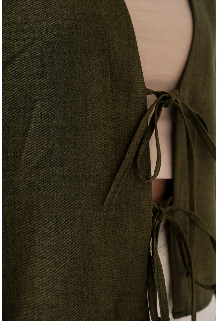 Önü Bağlamalı Keten Kimono 960