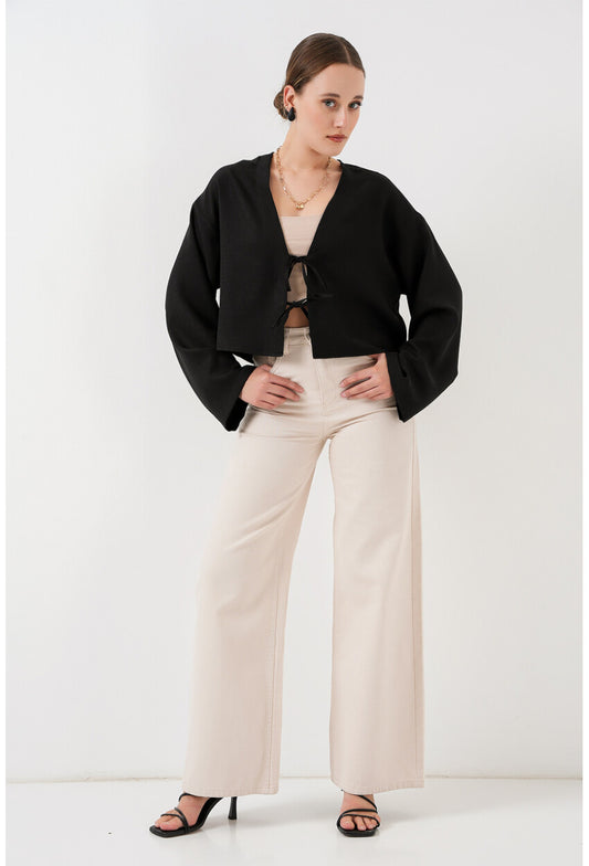 Önü Bağlamalı Keten Kimono 960