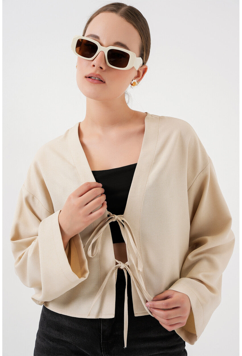 Önü Bağlamalı Keten Kimono 960