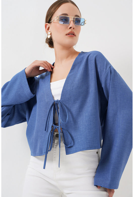 Önü Bağlamalı Keten Kimono 960