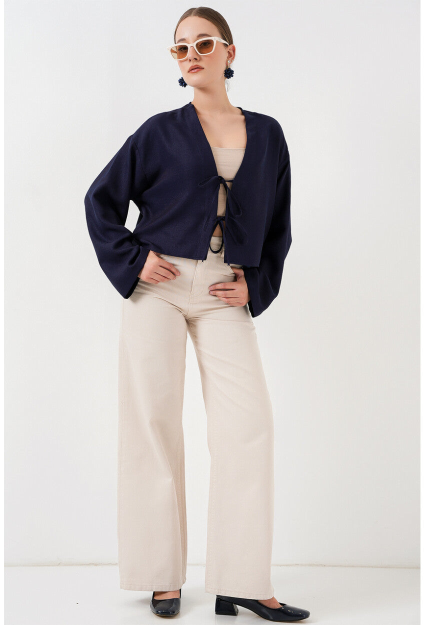 Önü Bağlamalı Keten Kimono 960