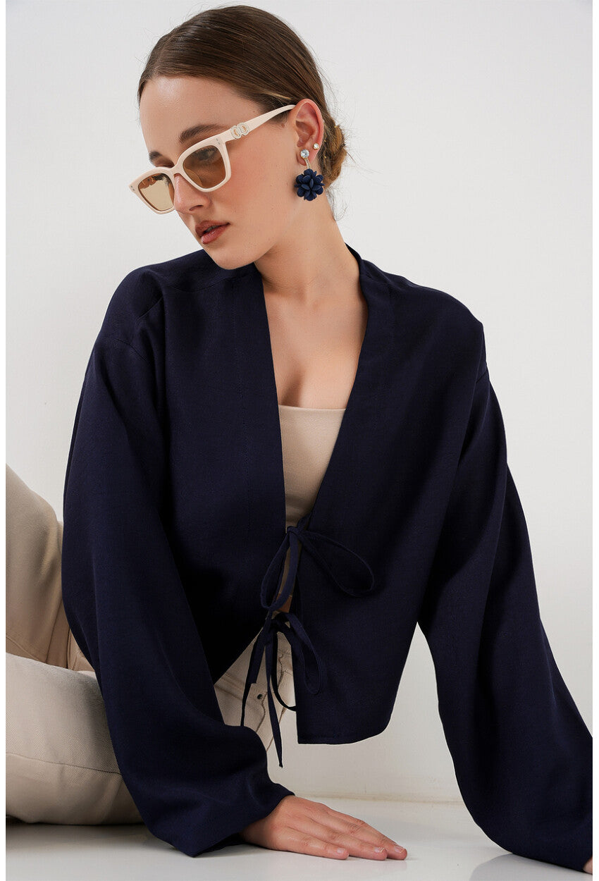 Önü Bağlamalı Keten Kimono 960