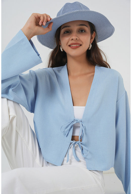 Önü Bağlamalı Keten Kimono 960