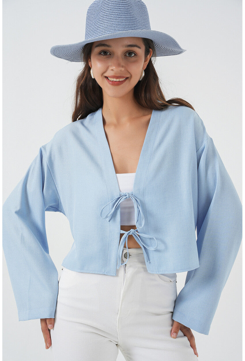 Önü Bağlamalı Keten Kimono 960