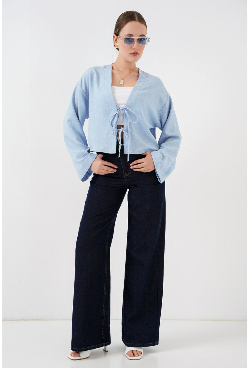 Önü Bağlamalı Keten Kimono 960