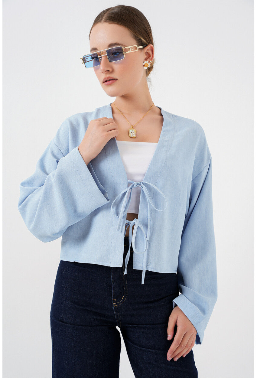 Önü Bağlamalı Keten Kimono 960