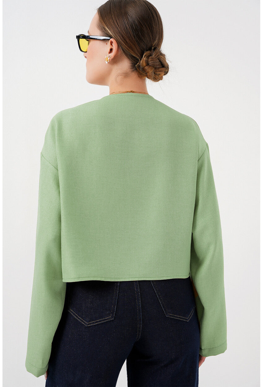 Önü Bağlamalı Keten Kimono 960