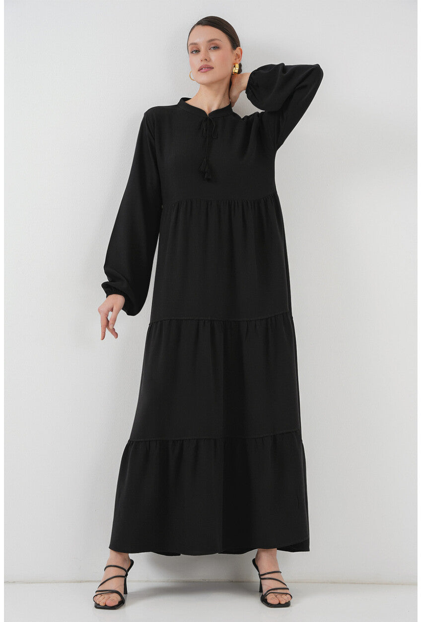 T1627 Yaka Bağcıklı Elbise