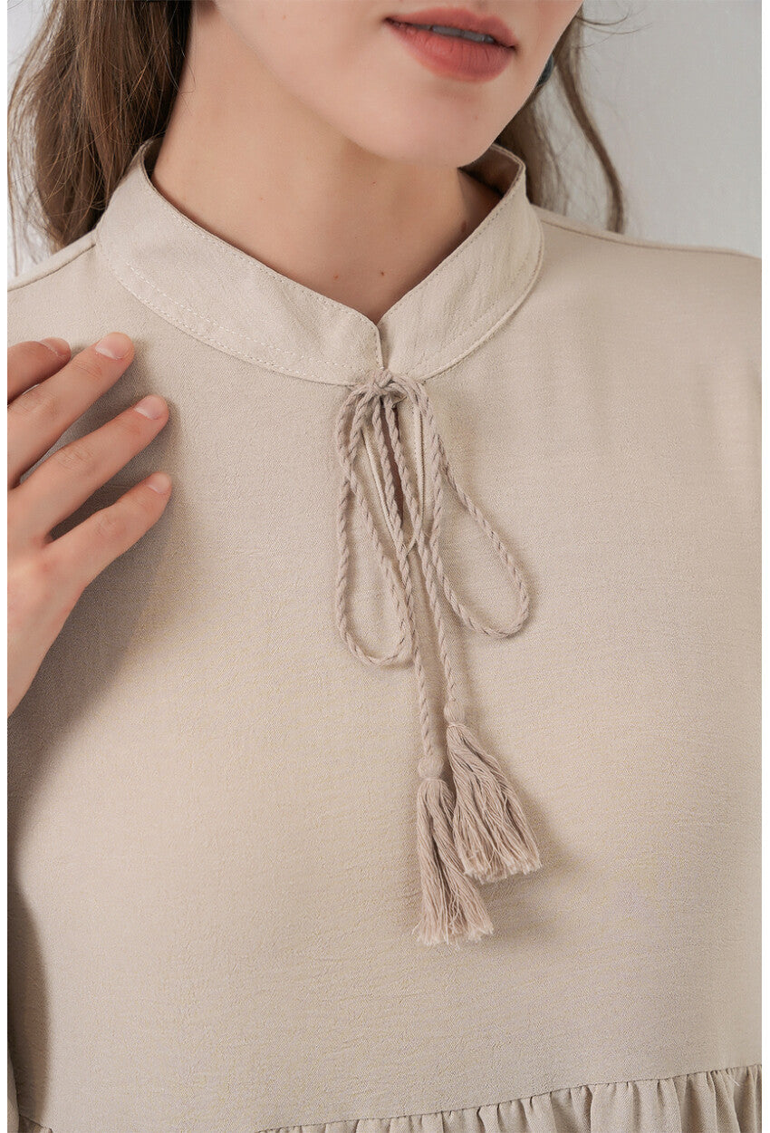 T1627 Yaka Bağcıklı Elbise