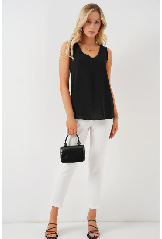 V Yaka Sıfır Kol Bluz 950