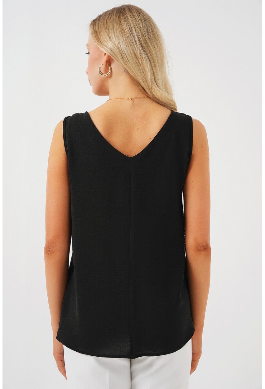 V Yaka Sıfır Kol Bluz 950