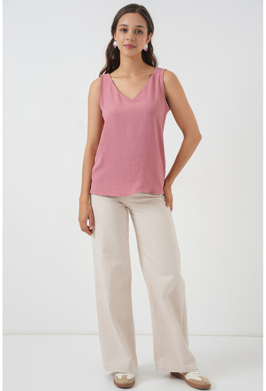 V Yaka Sıfır Kol Bluz 950